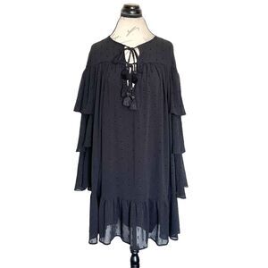 Happy X Nature Womens Dress Sz Small Tiered Swiss Dot Layered Ruffle Gothic